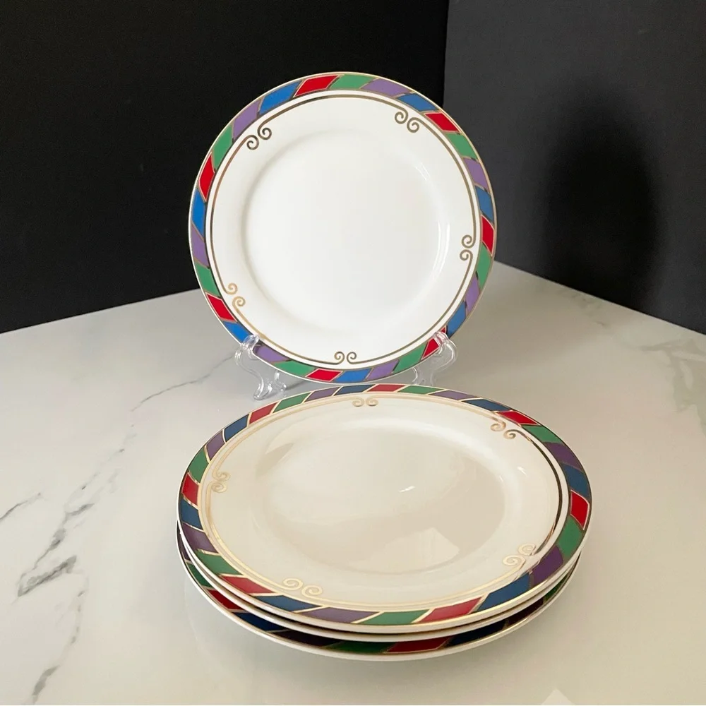 SET of 4 Celebration Salad or Dessert Plates by Pier 1